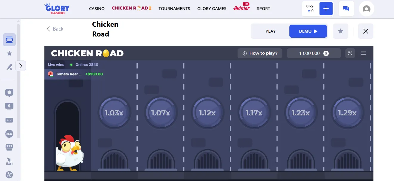 Glory Casino Chicken Road game features and variations